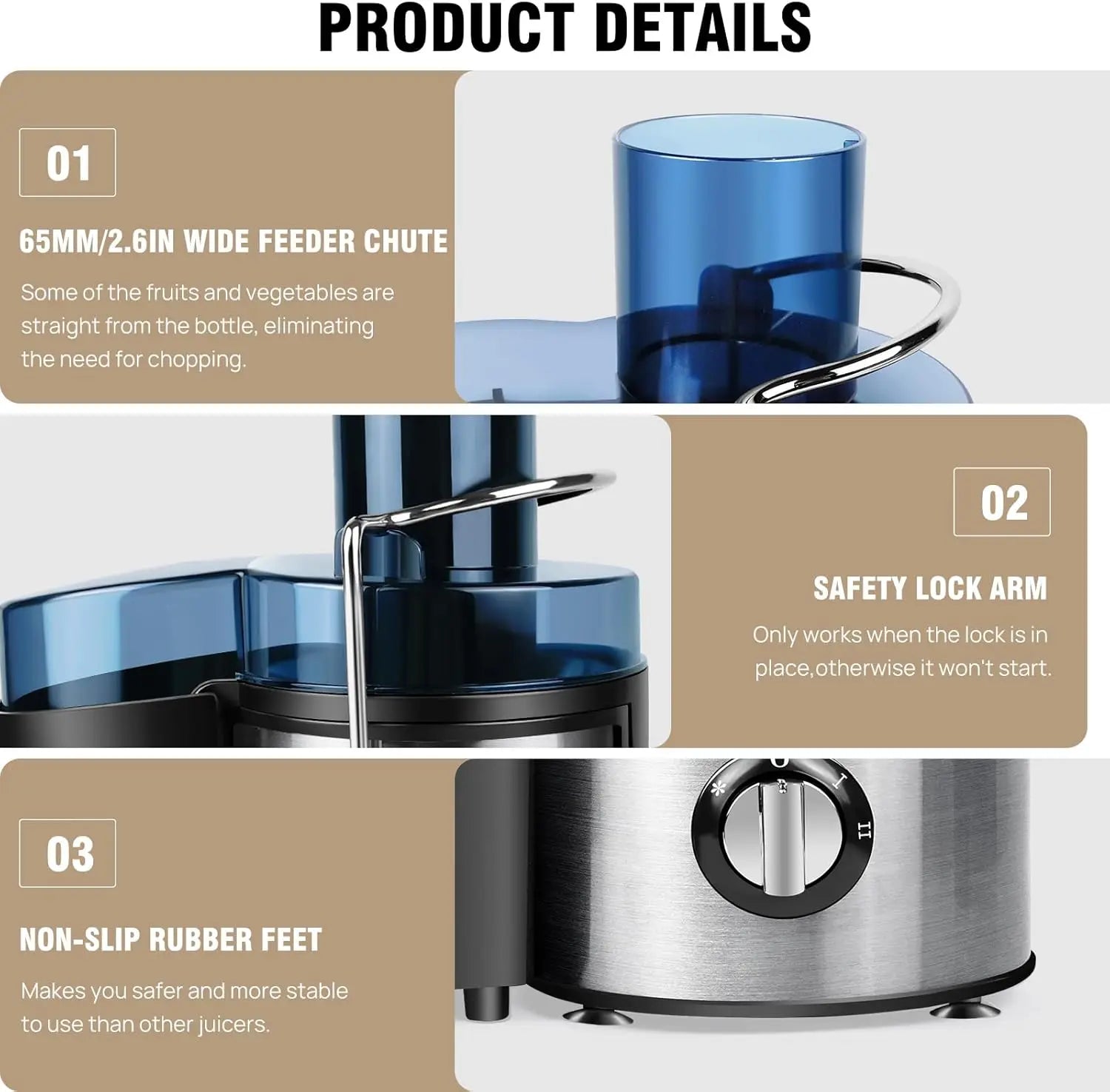 3-Speed Compact Fruit Vegetable Juicer